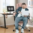 thumbnail image 2 of Executive Office Chair with Massage & Heat, Comfy Reclining Ergonomic Soft Fabric Home Gaming Chair, Wide Seat Heavy Duty Big and Tall Office Chairs 500LBS with Foot Rest & Lumbar Support Pillow, Pink, 2 of 18