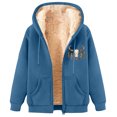 thumbnail image 2 of Fanxing Mens Sherpa Lined Coats Winter Zip Up Graphic Sweatshirts Fleece Hooded Coat Fashion Jackets Outerwear Light Blue,XXL, 2 of 5