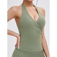 thumbnail image 4 of Women Halter Tank Tops Double Lined Basic Shirts Backless Y2K Trendy Going Out Tops Green M, 4 of 7