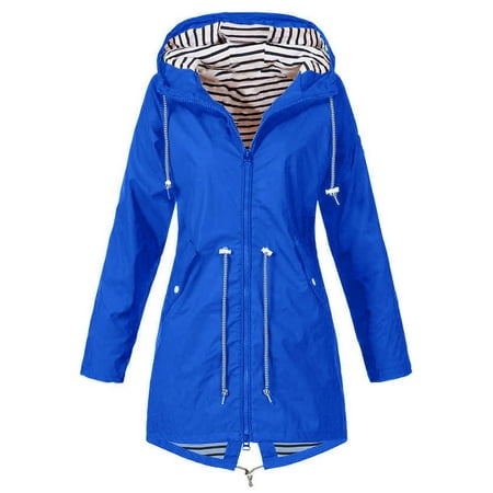 juDanzy Women’s Solid Rain Jacket Outdoor Jackets Waterproof Hooded Raincoat (Best Jacket In The World)