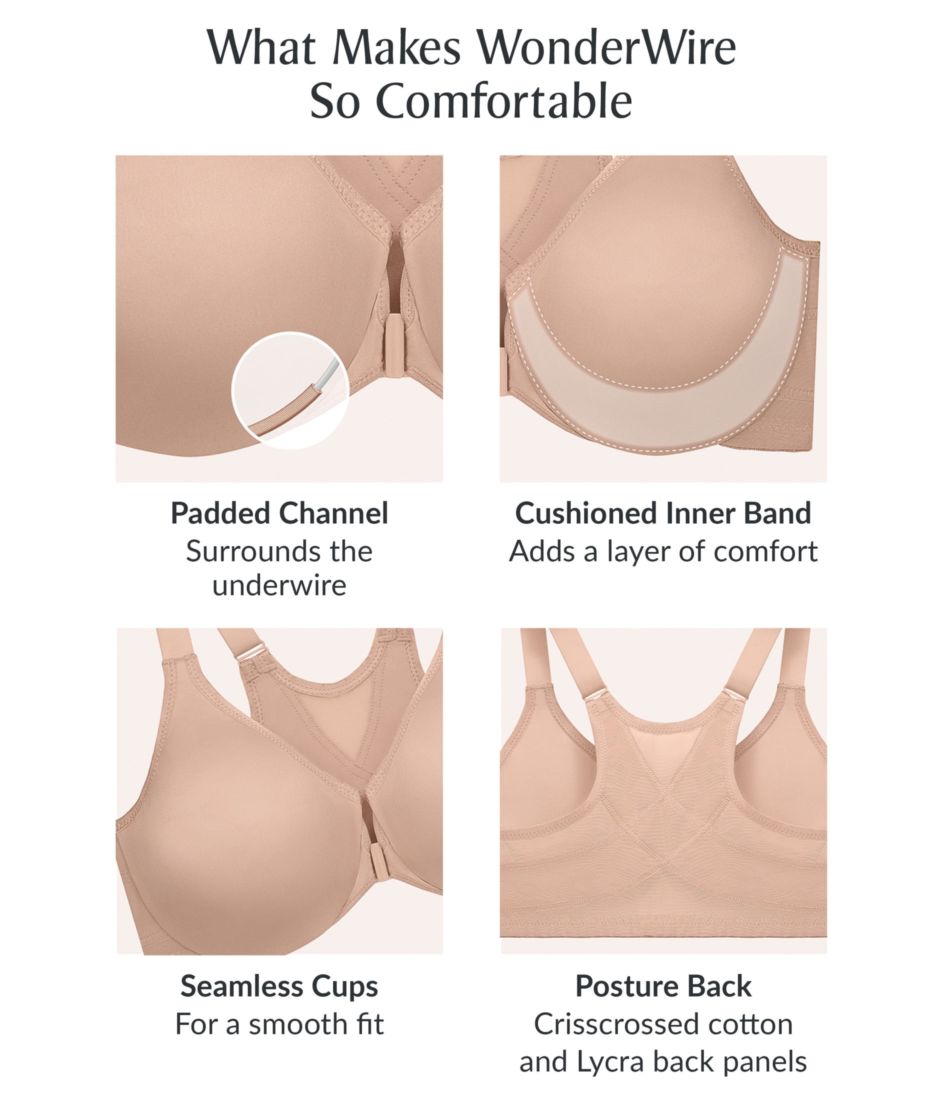 Glamorise WonderWire Front-Closure Posture Back Underwire Bra 9265 (Women's & Women's Plus)