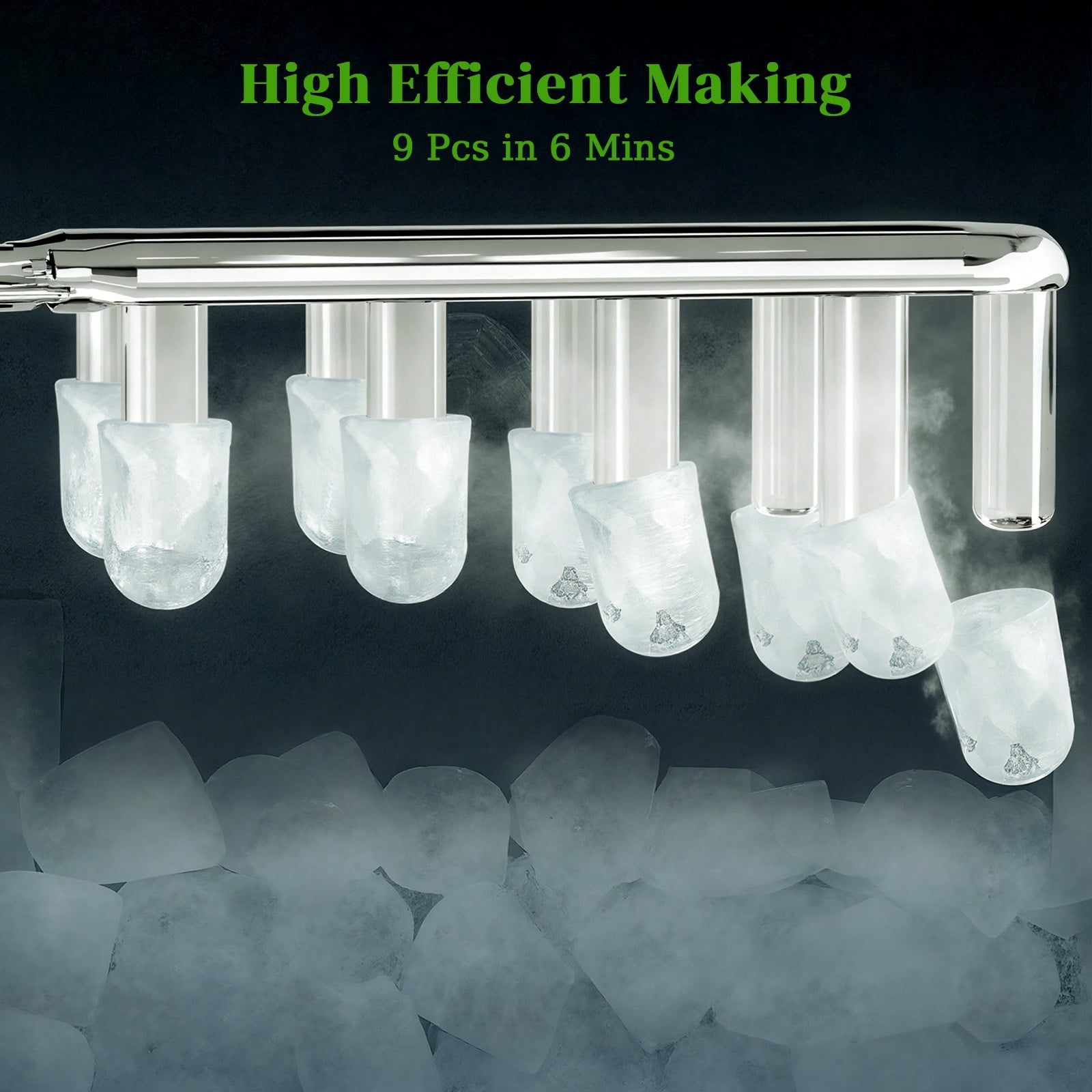 Haysky Countertop Ice Maker, 26 Lbs/24H, Ice in 6Mins, 2 Sizes, Self-Cleaning Portable Ice Machine Countertops for Home, Office, RV, Camping, Black