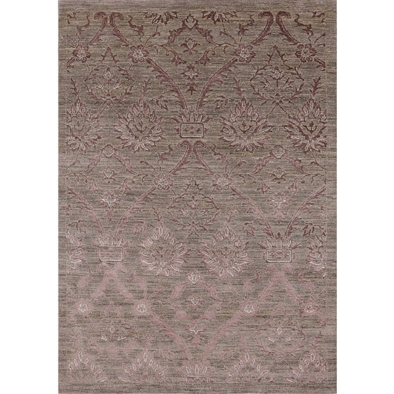 Ahgly Company Machine Washable Indoor Rectangle Industrial Modern Rosy Pink Area Rugs, 6' x 9'