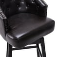 thumbnail image 6 of 2 33.25" Swivel Bar Stools, Dark Brown Upholstered, Solid Rubber Wood, Comfortable & Adjustable Footrest For Home 2pcs Upholstered With Faux Leather, , Footrest, 360° Turn Kitchen,, 6 of 6