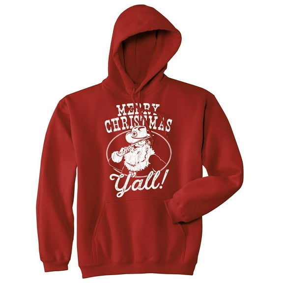 Merry Christmas Yall Unisex Hoodie Funny Sarcastic Christmas Santa Graphic Novelty Hooded Sweatshirt