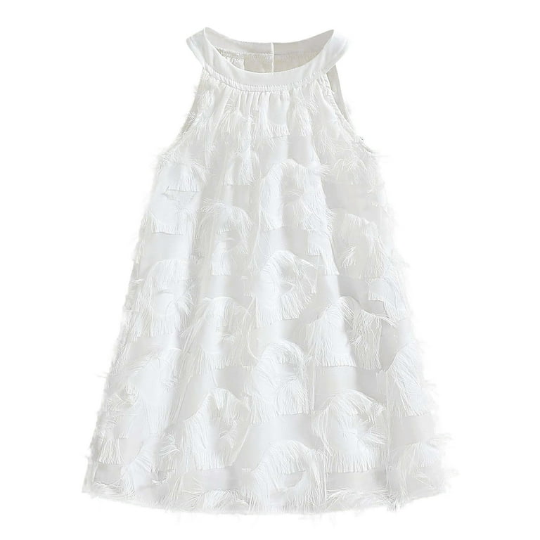 white birthday dress black girl Girls Dress White Dimensional Flower Birthday Wedding Dress – Sunny Fashion main image 1