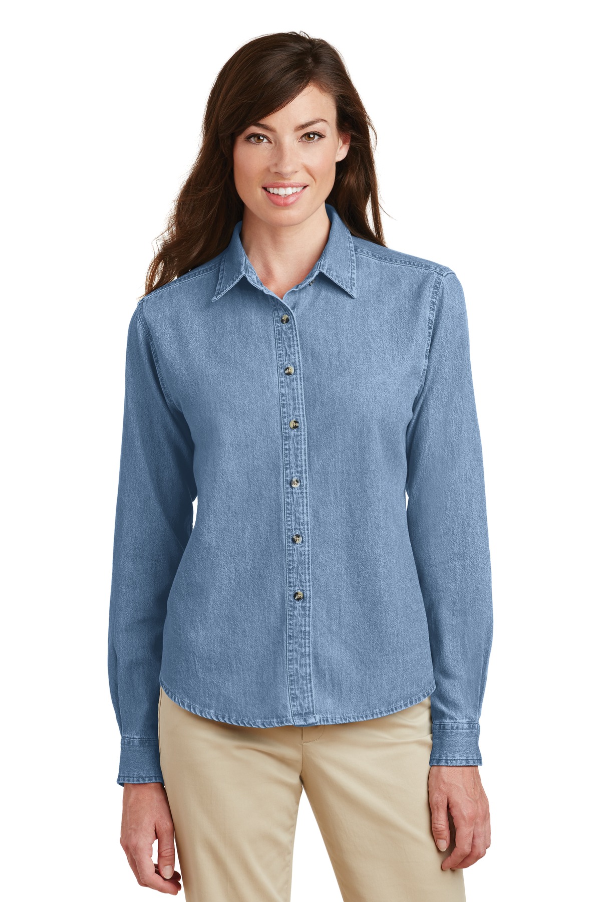 ladies blue denim shirt