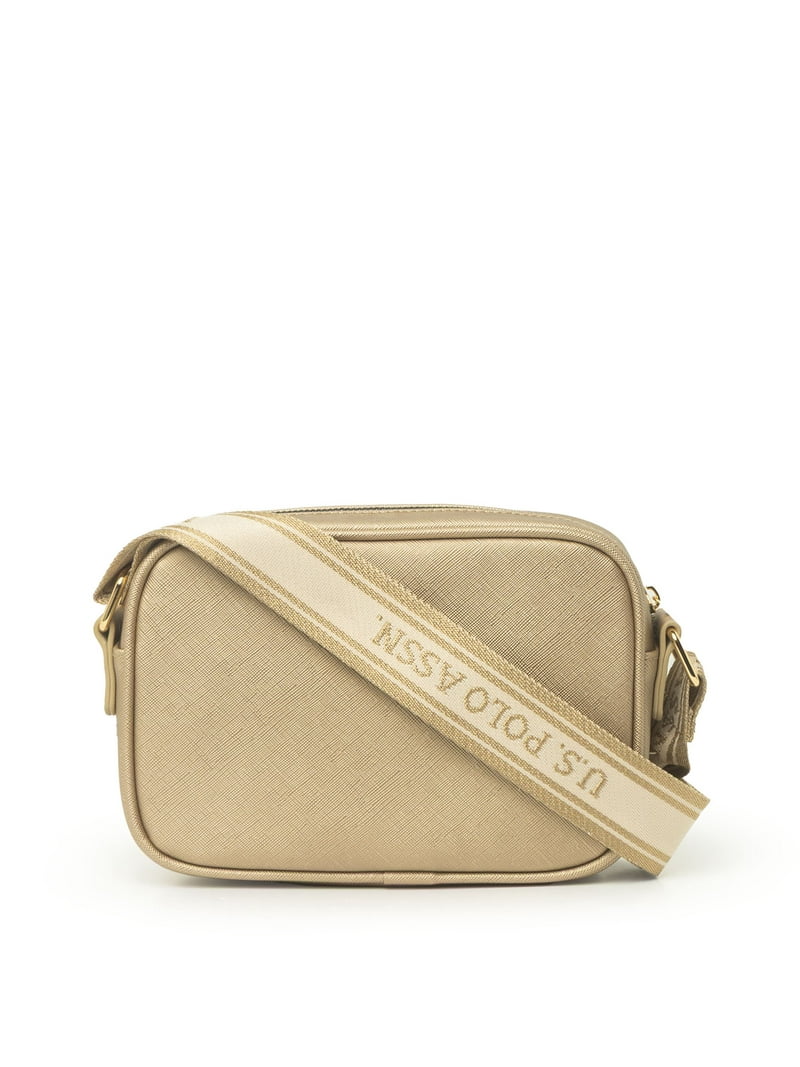 ｕｓポロＡＳＳＮバッグ（ベージュ） U.S. Polo Assn. Signature Crossbody Bag, Champagne - Walmart.com