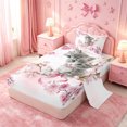thumbnail image 2 of meiyoeat Cherry Blossom Kitten Theme Twin Sheets,Gray Cute Cat Print Bedding For Girl,3-Piece,1 Fitted Sheet and 1 Pillowcase, 2 of 6