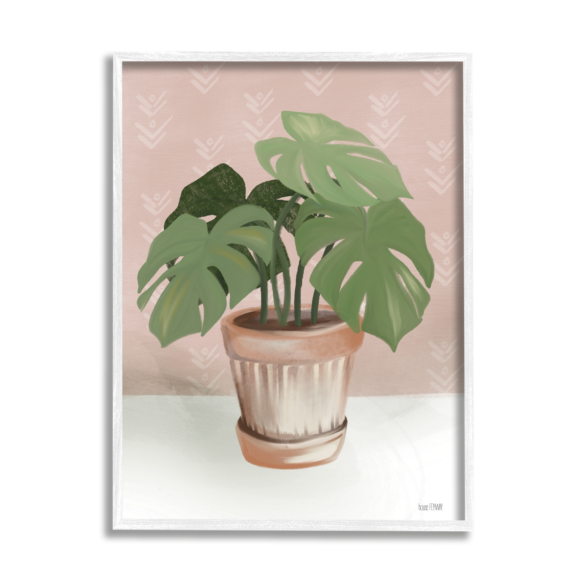 Stupell Industries Potted Monstera Plant Pink Room Still Life, 11 x 14, Design by House Fenway