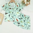 thumbnail image 2 of REDARER Boys Girls Dinosaur Print 2-Piece Satin Pajama Set Short Sleeve Button-Down Sleepwear & Loungewear,5-6 Years, 2 of 7