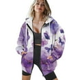 thumbnail image 4 of COEQINE Women's Fashion Hoodie Oversized Sweatshirts Christmas Tree Snowman Black Print Full Zipper Y2K Jacket Lights Pattern Long Sleeve Casual Wear Fall Tops with Pockets, XL, 4 of 7