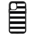 thumbnail image 1 of DistinctInk Custom SKIN / DECAL compatible with OtterBox Defender for iPhone 11 Pro MAX (6.5" Screen) - Black & White Bold Horizontal Stripes, 1 of 5