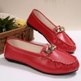 thumbnail image 5 of Dweltoz Women's Leather Loafers Business Casual Comfortable Boat Shoes Lightweight Slip-Ons Classic Dress Shoes,Red 41, 5 of 9