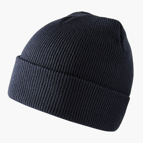 Classic Plain Cuffed Beanie Winter Knit Hat Skully Cap, Charcoa