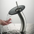 KRAUS Tall Waterfall Bathroom Faucet for Vessel Sink with Frosted Black ...