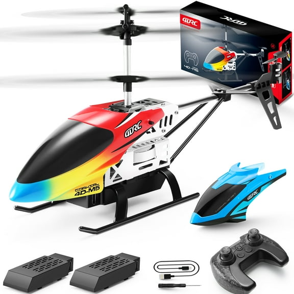 4DRC Remote Control Helicopter 2.4GHz 4DM5 RC Helicopters with Gyro for Beginner Toys Aircraft,3.5 Channel,LED Light,High&Low Speed,2 BatteryοΌYellow Blue