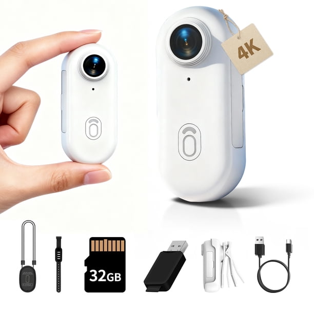Cámara Deportiva Portátil 4K, Cámara Digital Del Tamaño de un Dedo, Se Puede Instalar en Cualquier Lugar, Adecuada para Trabajo, Viajes, Pesca, Mascotas, Caminar y Grabación Diaria