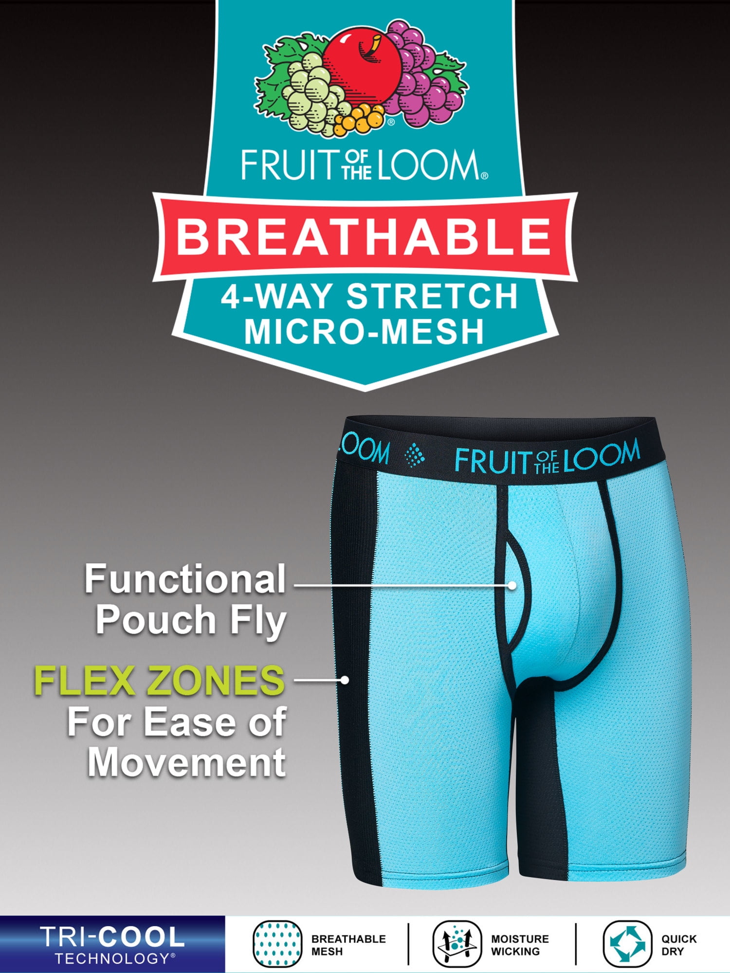 Fruit of the Loom 4-pack Breathable Micro Mesh Boy Short Panties 4DBKBST