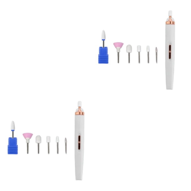 Jumpingount máquina de perforación de uñas juego de brocas de pedicura de alta velocidad lima de uñas portátil herramientas de manicura Blanco/con Cabeza de Maíz 2piezas