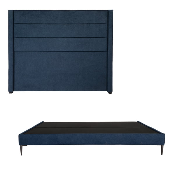 Base Cama Slim Dicasa + Cabecera King Size Lugo Azul