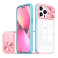 thumbnail image 2 of Funda de teléfono con protección deslizante para cámara, carcasa a prueba de golpes para iPhone 14, 13, 12, 11 Pro Max Plus, Color mixto, transparente, con ventana de empuje, 2 of 4