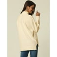 thumbnail image 4 of Unique Bargains Women's Turtleneck Long Sleeve Spilt Hem Tunic Pullover Sweater XL Beige, 4 of 6