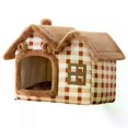 thumbnail image 1 of Soft Double Roof Houses Cat Sleeping Bed for Small Medium Large Dogs Cat, 1 of 5