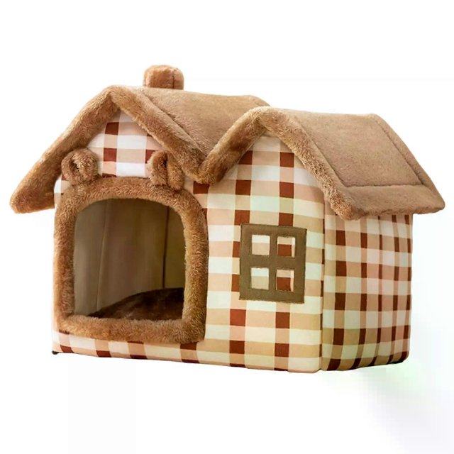 Soft Double Roof Houses Cat Sleeping Bed for Small Medium Large Dogs Cat