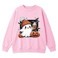 thumbnail image 4 of ZHOGXU Halloween Themed Girls Pumpkin & Ghost Print Pullover Sweatshirt Long Sleeve O Neck Top For Kids Fashion Streetwear,Pink,7-8 Years, 4 of 4