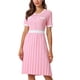 thumbnail image 1 of Vestido plisado de mujer INSPIRE CHIC, de manga corta, tejido de punto, vestido de color contrastante, rosa S, 1 of 1