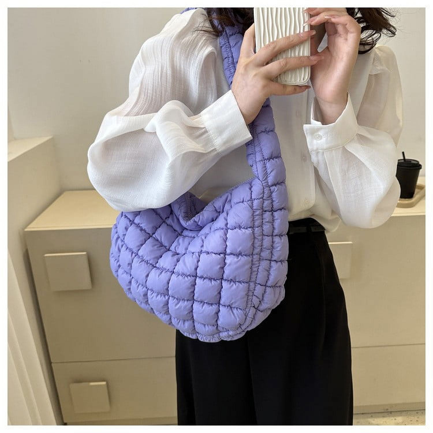 XMMSWDLA Puffer Bag Lightweight Quilted Tote Bags Puffy