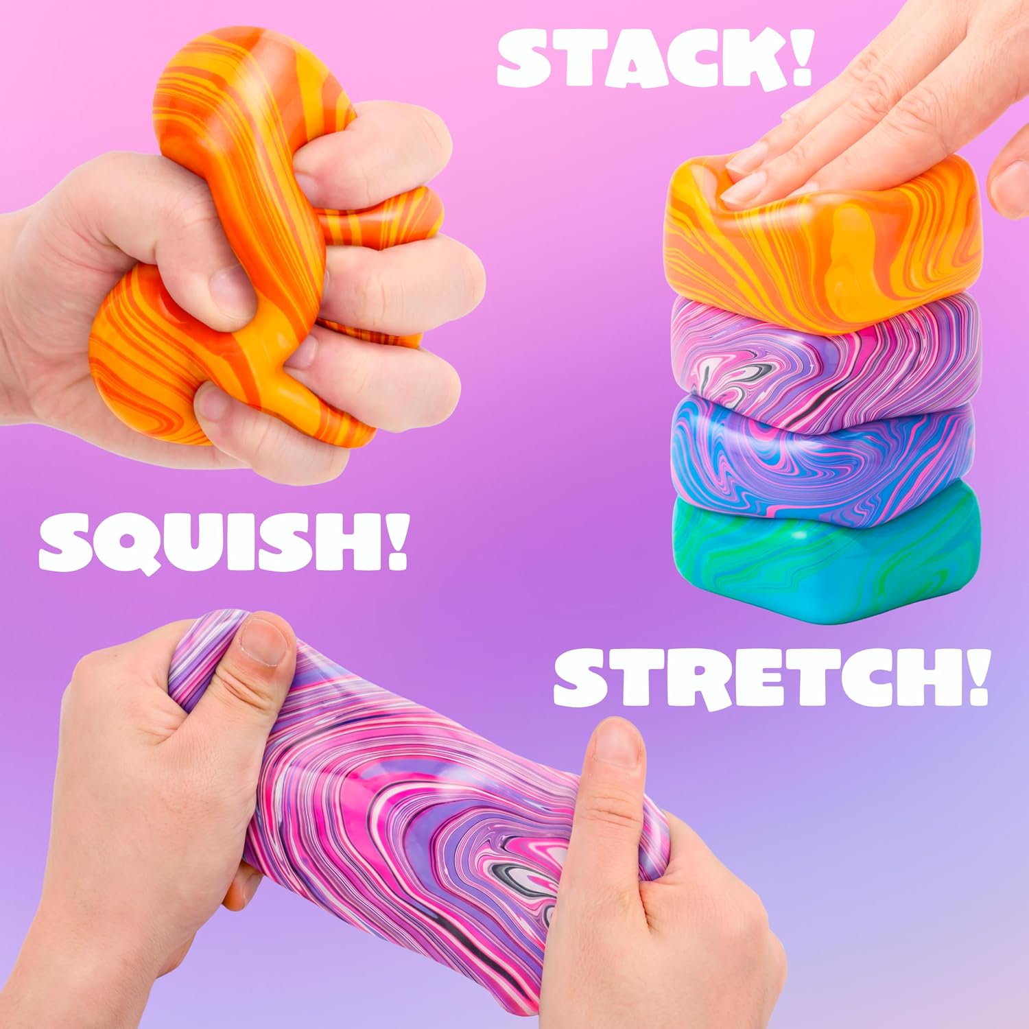 Joyfy 4 Pack Swirl Cube Squishy Toys photo 7