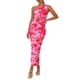 thumbnail image 1 of Vestido PRETTYGARDEN de un Hombro con Frunces y Estampado Floral Rosa Talla L, 1 of 8