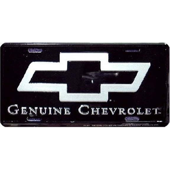 Hangtime GENUINE CHEVROLET with Bowtie on Black 6x12 License Plate