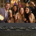 thumbnail image 2 of Samhe 54" x 108" Black and Gold Tablecloth, 6 Pack Disposable Plastic Tablecloths Waterproof Oil Proof Rectangle Table Cover for Birthday Party Decorations, 2 of 5