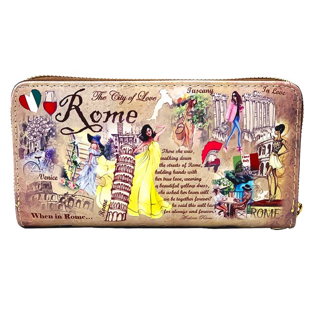 Monedero de mujer tarjetero con cremalleras bolso de mano de moda billetera OH Fashion When in Rome OH Fashion When in Rome