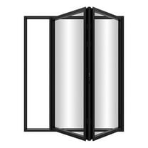 KaMic 72" x 80" 2 Panels Aluminum Folding Door In Black, Folded Out From Left To Right