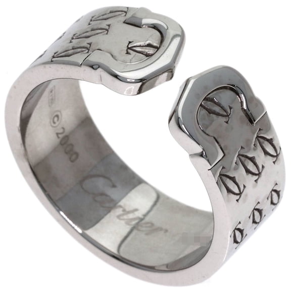 Pre-Owned Cartier 2C Ring, 2000 Christmas Limited Edition, #57, 18K White Gold, Women's, CARTIER