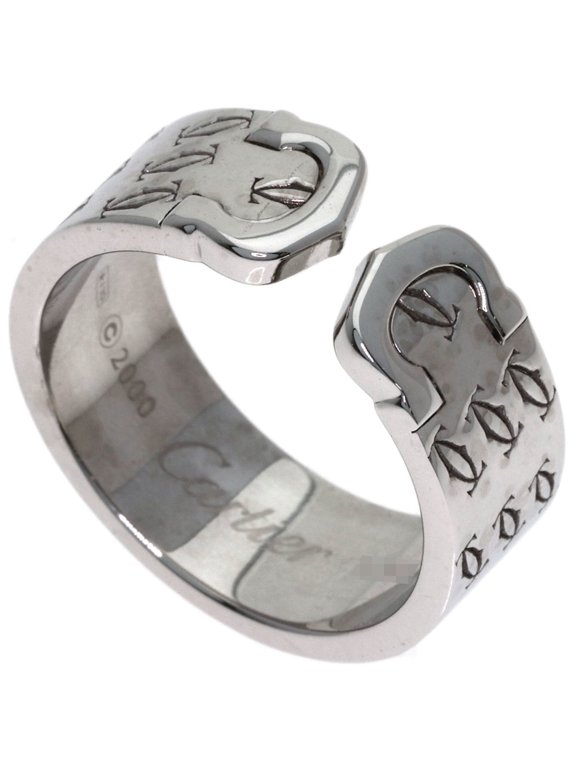 Pre-Owned Cartier 2C Ring, 2000 Christmas Limited Edition, #57, 18K White Gold, Women's, CARTIER