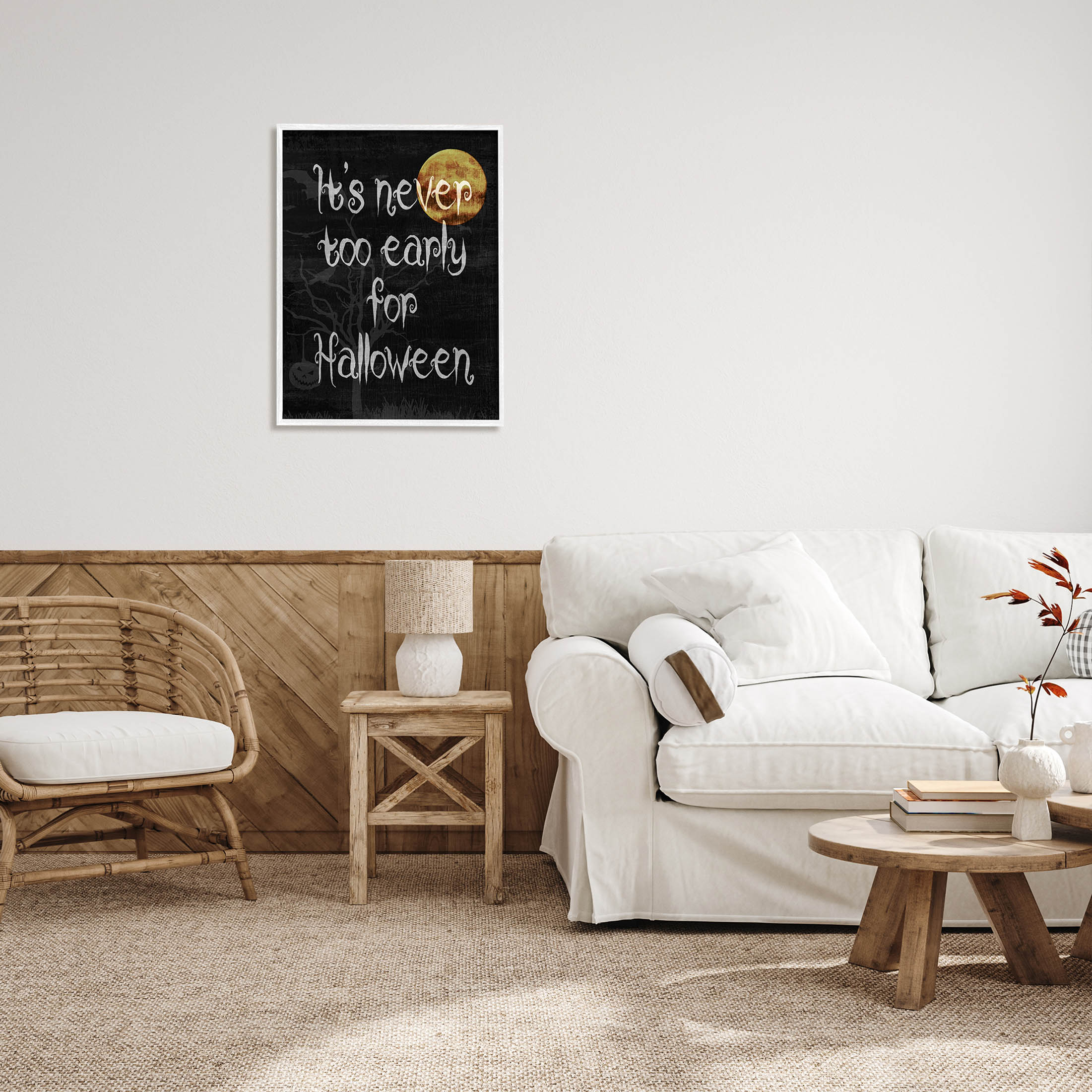 Stupell Industries Never Too Early For Halloween Graphic Art White Framed Art Print Wall Art, Design by Lil' Rue