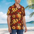 thumbnail image 3 of Susaid Red Plaid Sunflower Print Hawaiian Shirts for Men Women,Hawaiian Summer Short-Sleeve Casual Relaxed-Fit Button-Down,Medium, 3 of 7