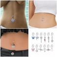 thumbnail image 2 of GKNET Multi-style Stainless Steel Glitter Belly Button Rings CZ Navel Piercing Jewelry-3, 2 of 9