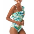 thumbnail image 2 of VINCE CAMUTO SWIM Women's White Tropical Print Removable Cups Lined Ruffled One Shoulder One Piece Swimsuit 14, 2 of 3