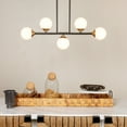 thumbnail image 3 of Robert Stevenson Lighting Lorne - Metal and Frosted Glass 5-Light Chandelier, Matte Black, 3 of 8