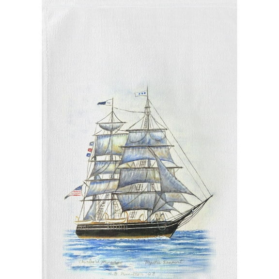 Betsy Drake Interiors Whaling Ship Underway Kitchen Towel