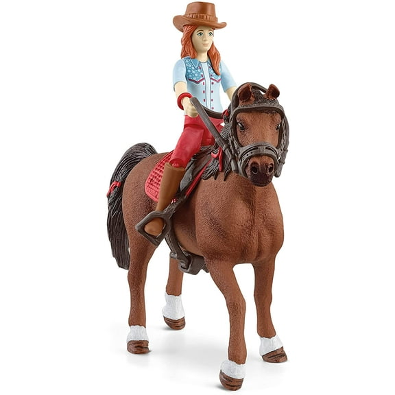 Schleich - Horse Club: Hannah & Cayenne Toy Figurine, Quarter Horse & Posable Rider Playset, 2 pcs