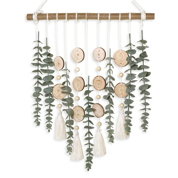 Artificial Eucalyptus Wall Decor Fake Greenery Leaves Stems Wall Hanging Plants on 16.5 inch Wooden Stick Boho Rustic Farmhouse Decor for Bedroom Kitchen Dining Room Bathroom
