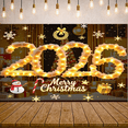 thumbnail image 3 of Festive Design Merry Christmas Banner Holiday Decoration Gold Light Up 2026 Banner for Christmas Party Celebration Indoor Decor, 3 of 9