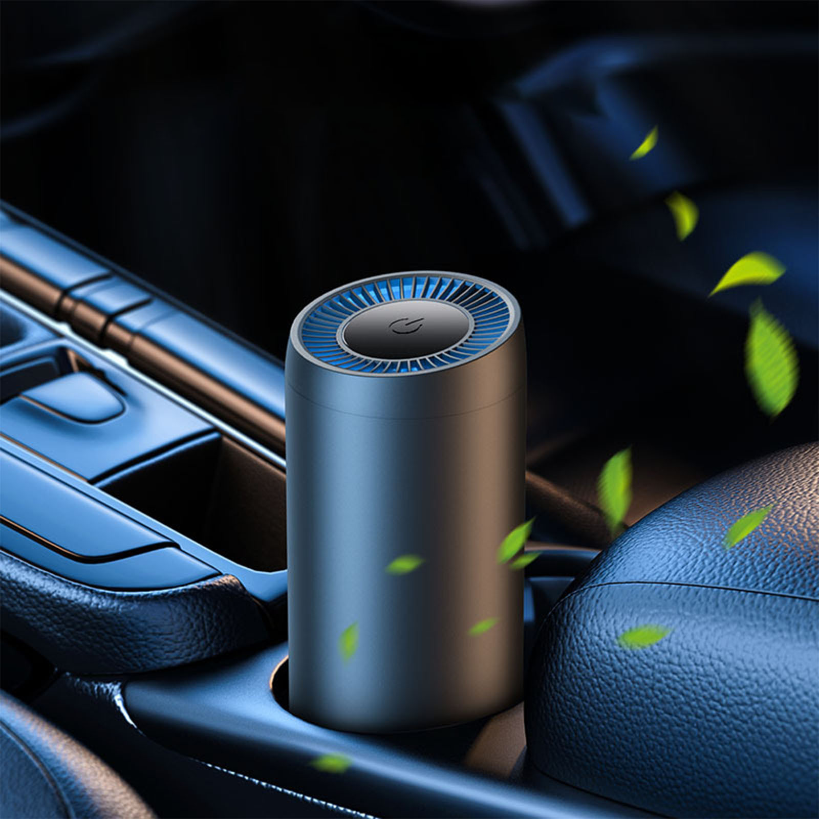 TOUMENY Car Purifier Small Portable Aluminum Alloy, Germicidal Deodorizer Odorizer with Negative Ion Purification, 360° Activated Carbon Filtration Turbo Fan for Whole Car Interior